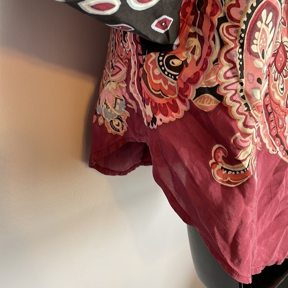 Lucky Brand 100% Silk Paisley Balloon Sleeve Button Front Shirt size M - Picture 16 of 17